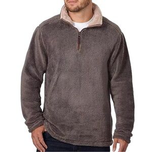 Men’s Plush Sherpa Fleece Half-Zip Pullover Jacket Charcoal Gray XXL 2XL Cozy